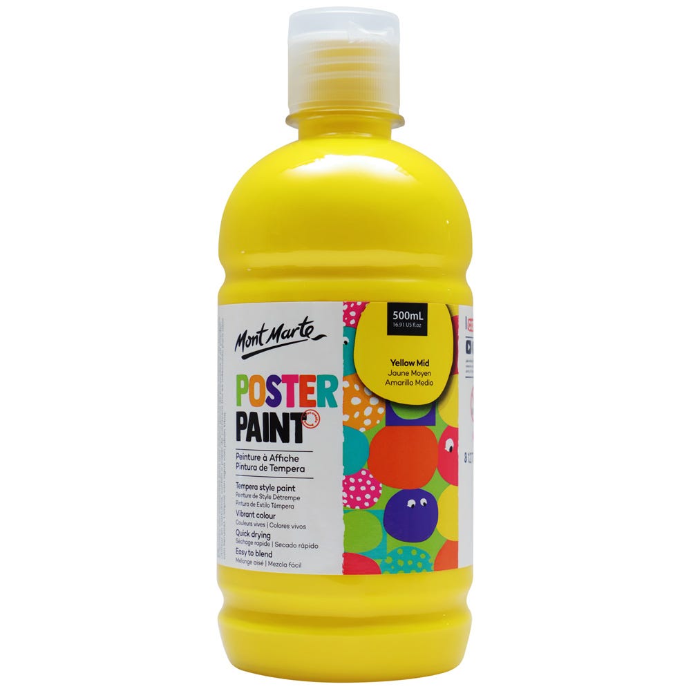 Mont Marte Poster Paint 500ml - Yellow Mid - Al Masam Stationery LLC Main image