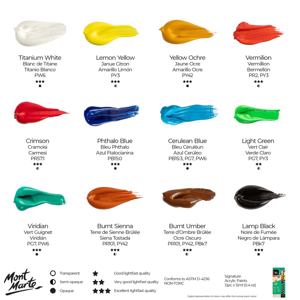 Mont Marte Acrylic Paints 12pc x 12ml Secondary image