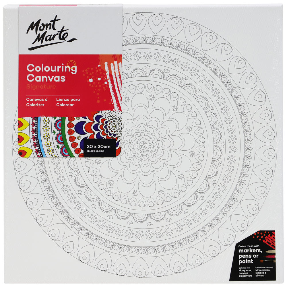 Mont Marte Colouring Canvas 30x30cm Mandala - Al Masam Stationery LLC Main image