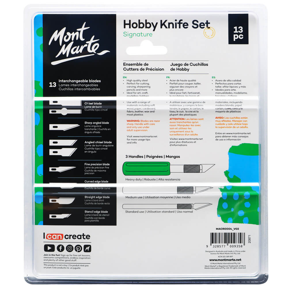 Mont Marte Hobby Knife Set SK5 Blades 13pc - Al Masam Stationery LLC - Wood Carving Sets & Tools - Wood Carving Sets & Tools
