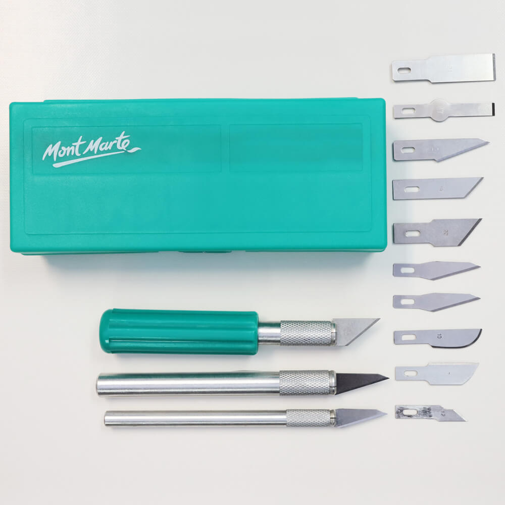 Mont Marte Hobby Knife Set SK5 Blades 13pc - Al Masam Stationery LLC - Wood Carving Sets & Tools - Wood Carving Sets & Tools