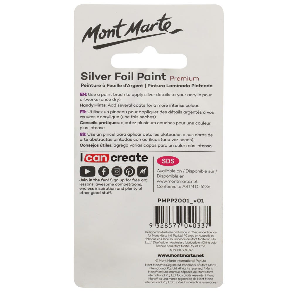 Mont Marte Silver Foil Paint 20ml - Al Masam Stationery LLC