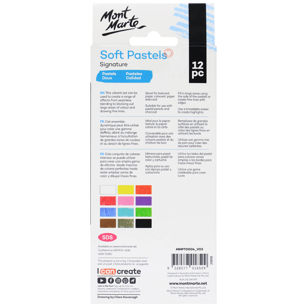 Mont Marte Soft Pastels 12pc - Al Masam Stationery LLC