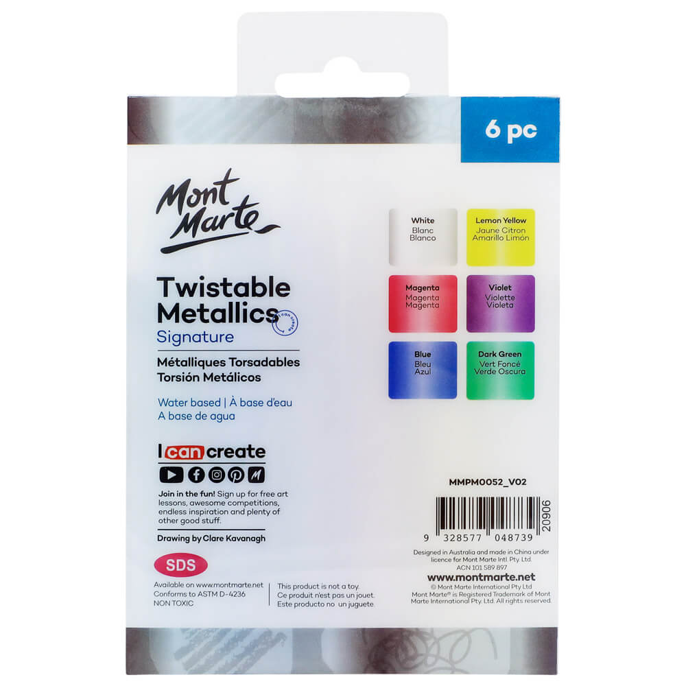 Mont Marte Twistable Metallics 6pc - Al Masam Stationery LLC