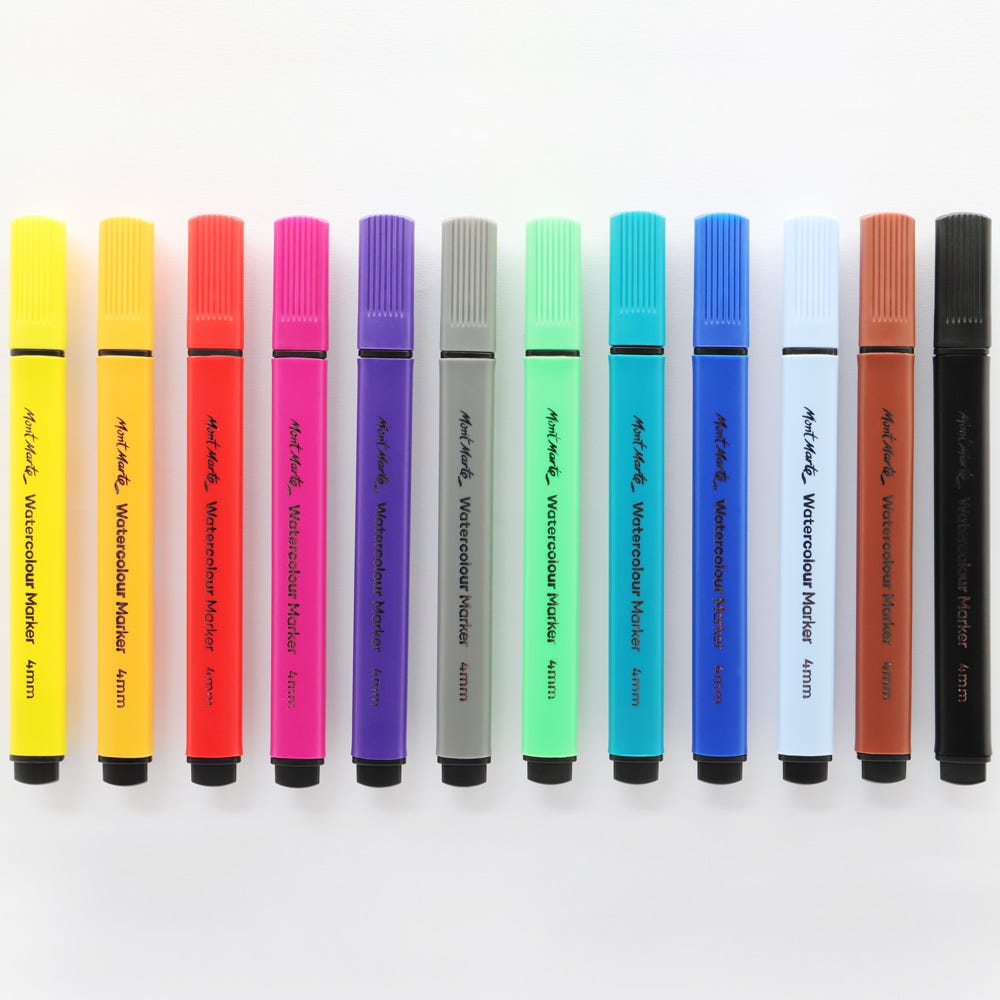 Mont Marte Watercolour Markers 12pc Tri Grip in Case - Al Masam Stationery LLC