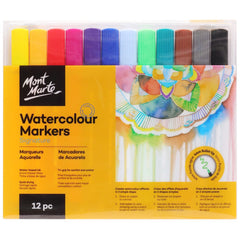 Mont Marte Watercolour Markers 12pc Tri Grip in Case - Al Masam Stationery LLC