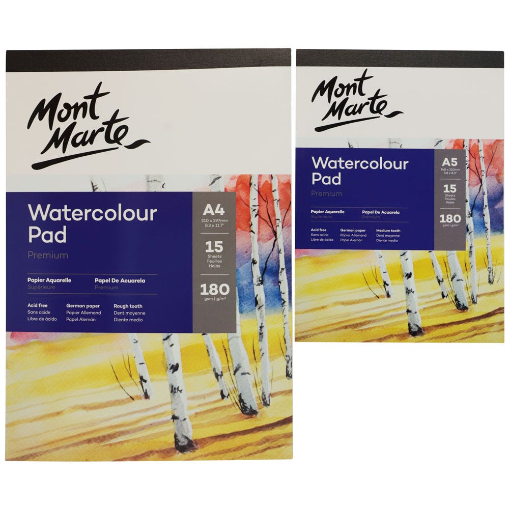 Mont Marte Watercolour Pad German Paper A4 180gsm 15sht - Al Masam Stationery LLC - Paint & Mix Media Surfaces - Paint & Mix Media Surfaces