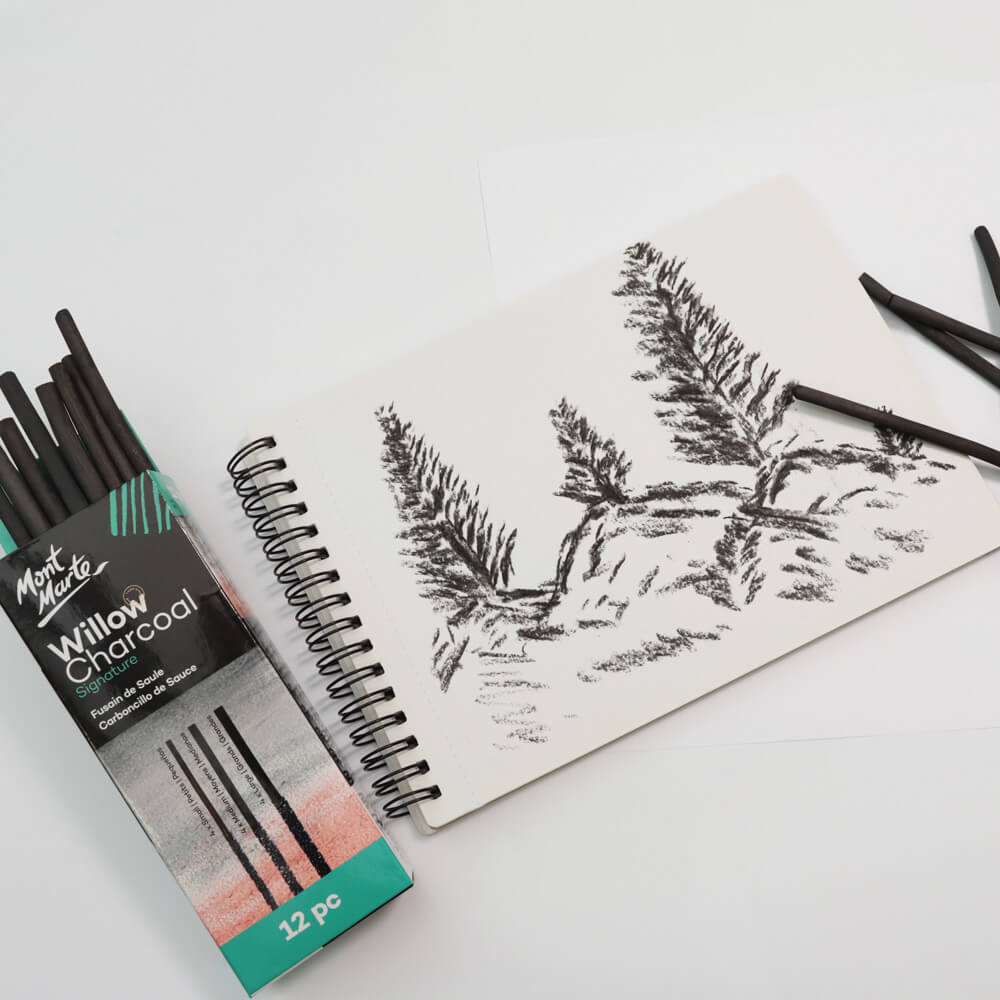 Mont Marte Willow Charcoal 12 Pack for Sketching, Life Drawing & Shading