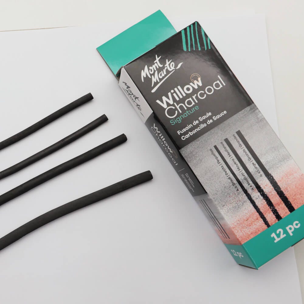 Mont Marte Willow Charcoal 12 Pack for Sketching, Life Drawing & Shading