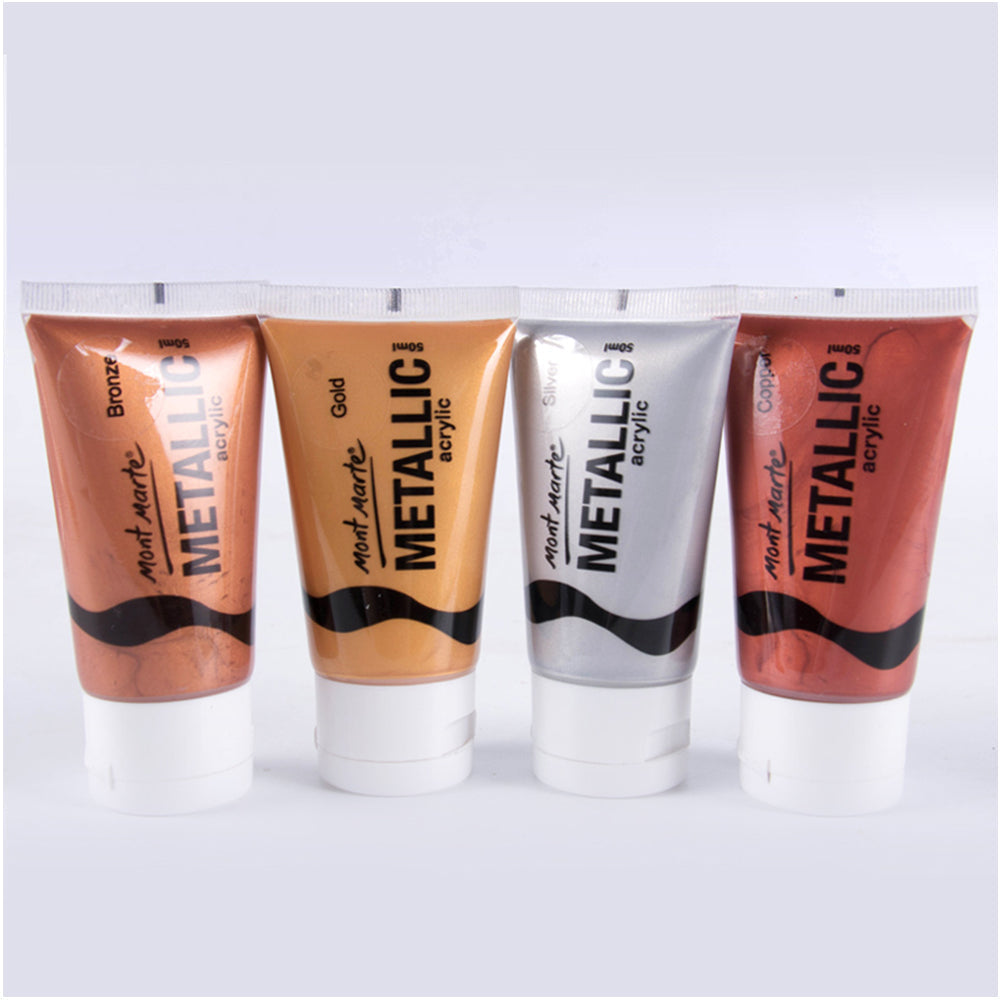 Mont marte Metallic Acrylic 4pc x 50ml - Al Masam Stationery LLC