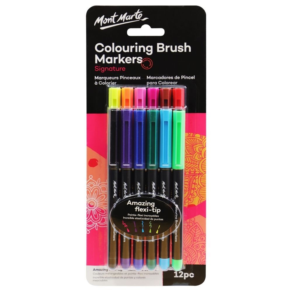 Mont Marte Colouring Brush Markers 12pc - Al Masam Stationery LLC Main image