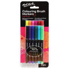 Mont Marte Colouring Brush Markers 12pc