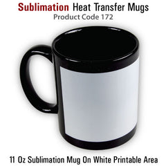 AMS-172 - 11 Oz black mug with white printable area - Al Masam Stationery LLC