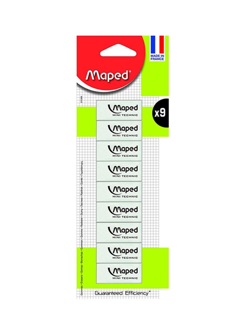 Maped Eraser Technic Mini Blister Pack of 9Pcs - Al Masam Stationery LLC