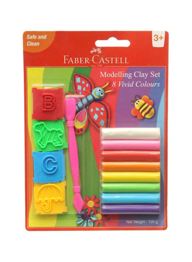 FABER-CASTELL 8 Modelling Clay 100 GM Blister with Jigsaw Tools - Al Masam Stationery LLC