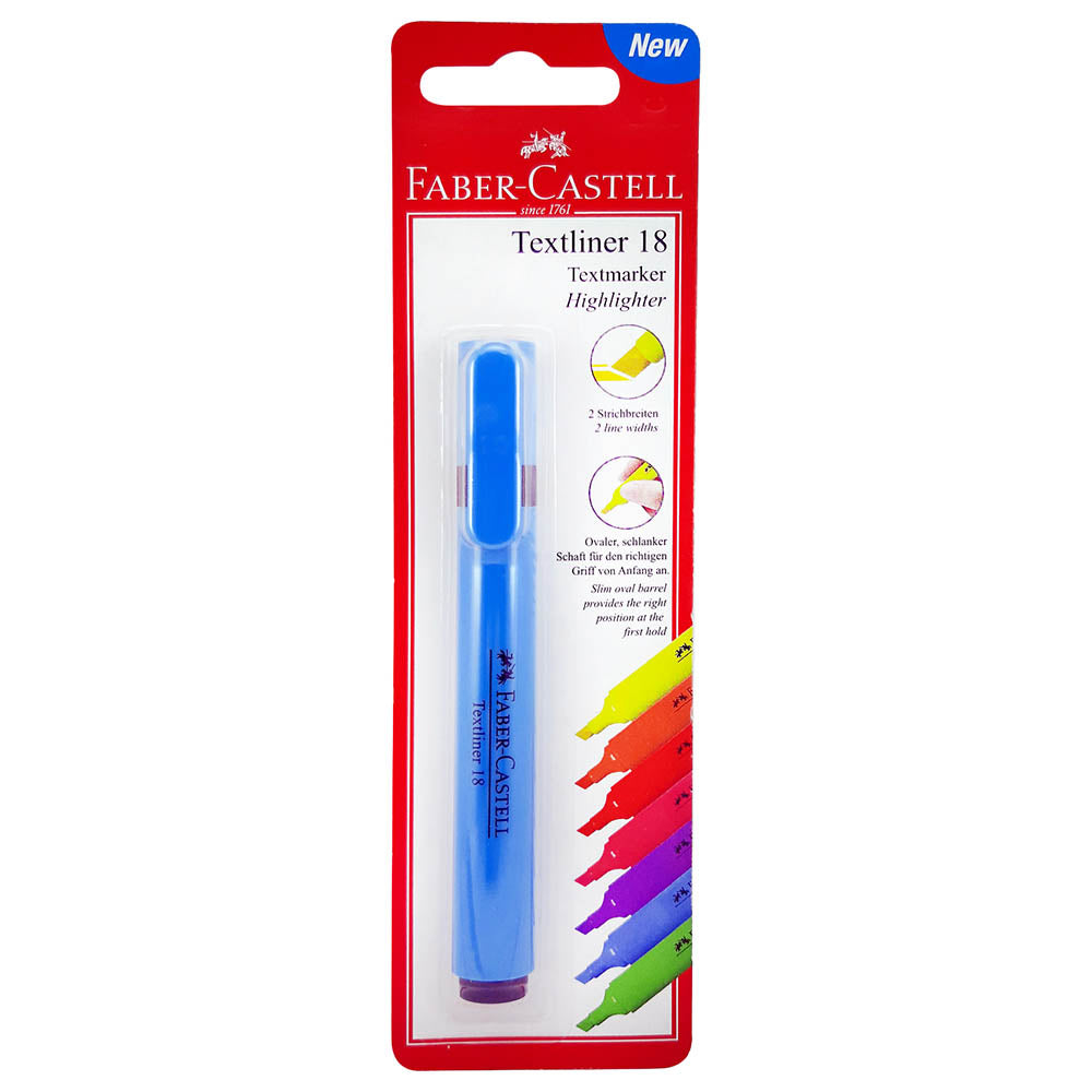 FABER-CASTELL Highlighter Textliner 18 Blue Blister(Slim) - Al Masam Stationery LLC