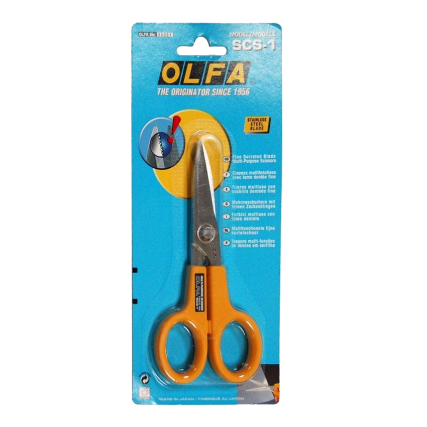 Olfa Utility Serrated Edge Scissor Anti Slip Small - Al Masam Stationery LLC Main image