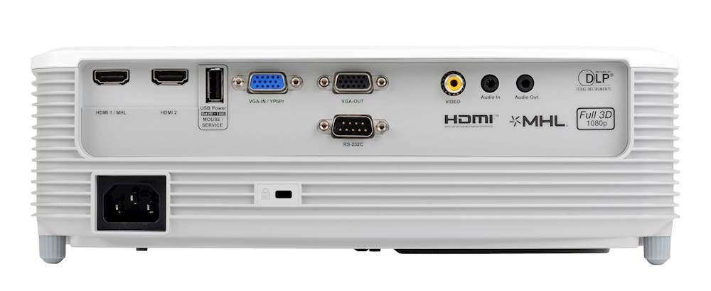 Optoma HD28i projector displaying a vibrant image on a wall, showcasing its high-resolution projection capabilities.