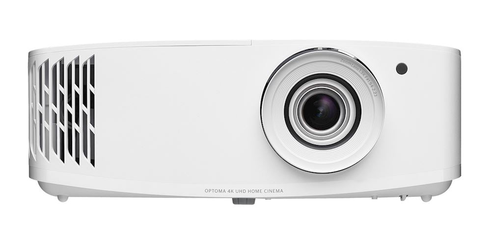 Optoma UHD55 4K gaming and home entertainment projector displaying a vibrant image on a wall