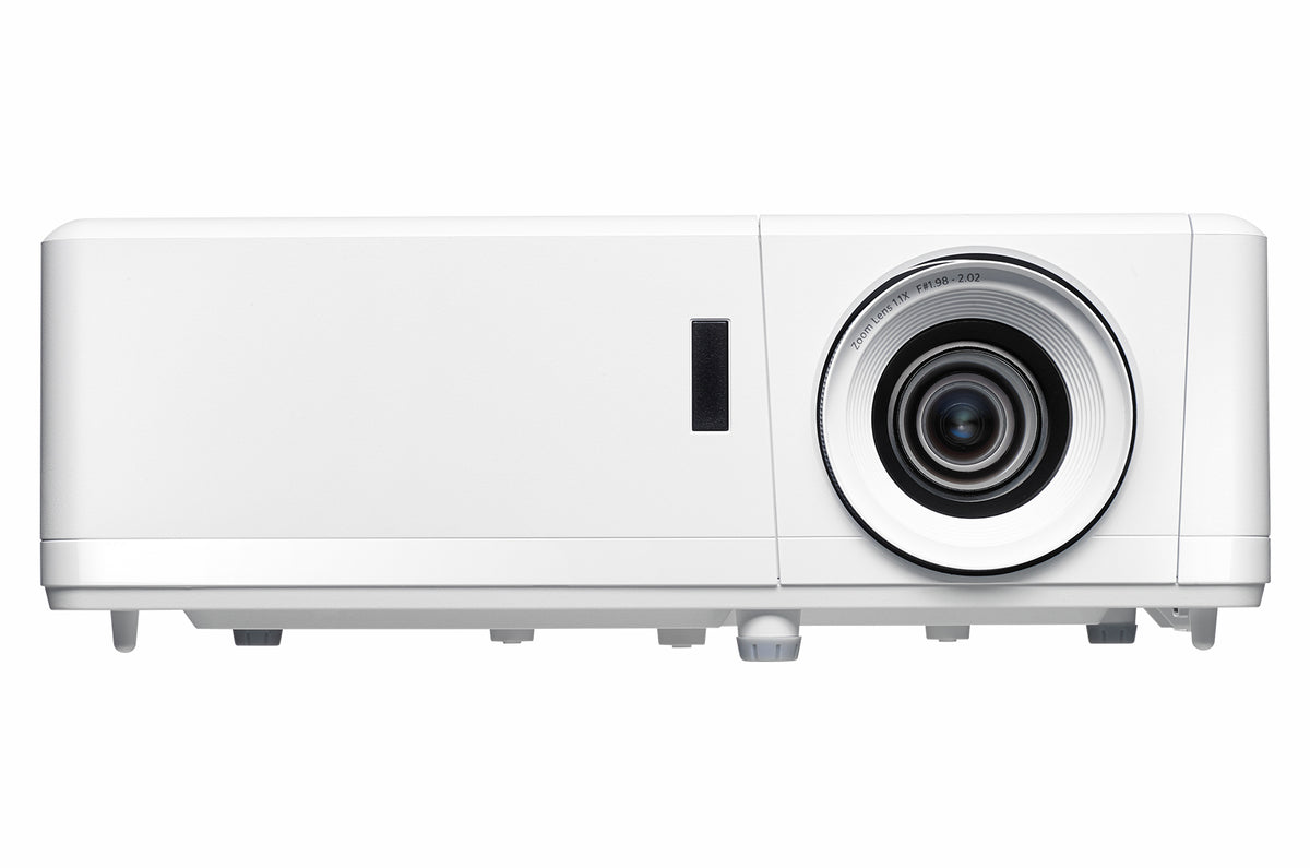 Optoma UHZ45 laser 4K gaming and home entertainment projector displaying vibrant images on a living room wall.