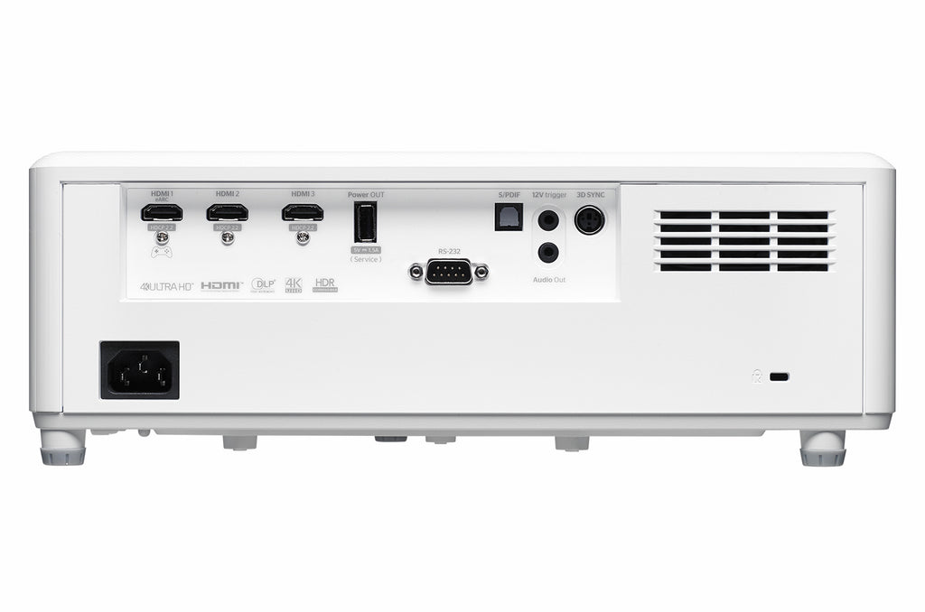 Optoma UHZ45 laser 4K gaming and home entertainment projector displaying a vibrant image on a wall.
