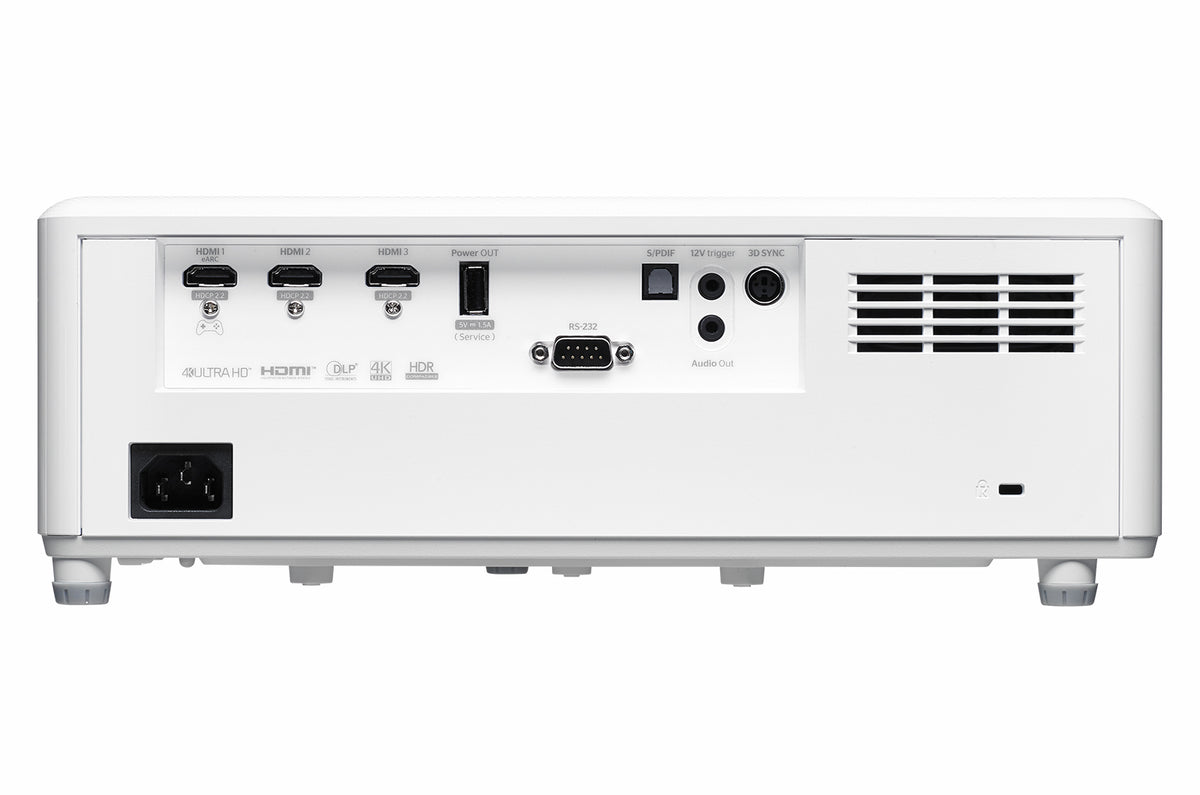 Optoma UHZ45 laser 4K gaming and home entertainment projector displaying a vibrant image on a wall.