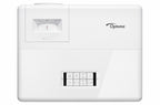 Optoma UHZ45 laser 4K gaming and home entertainment projector showing a vibrant 4K image on a wall