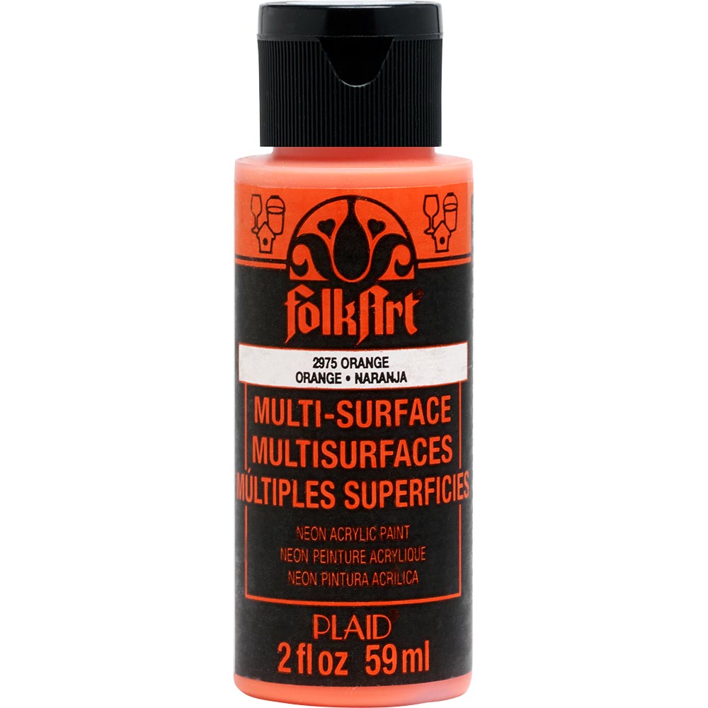 Folkart Multi-Surface Specialty Paint - Neon Glow Orange - Al Masam Stationery LLC