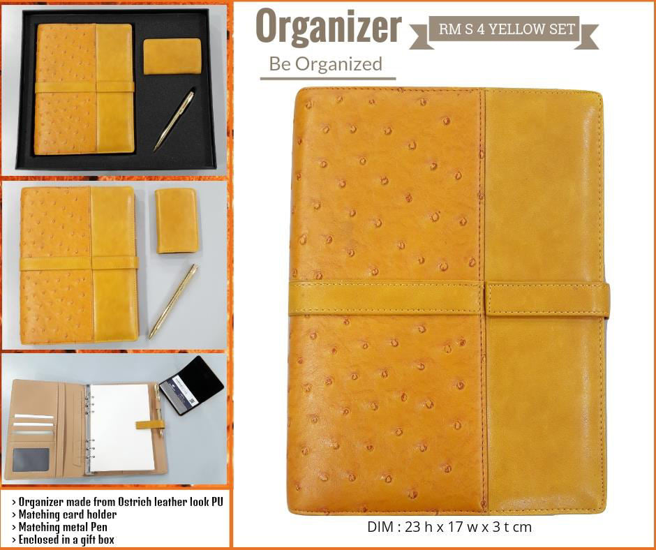 AMS-RM S 4 - (Mustard yellow) PU Leather Organizer - Al Masam Stationery LLC