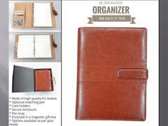 AMS-RM-200 D-27 - PU Leather Organizer (Brown) - Al Masam Stationery LLC