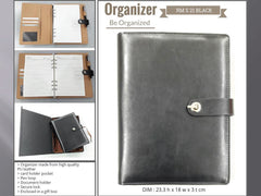 AMS-RM-S 21 - (Black) PU Leather Organizer - Al Masam Stationery LLC