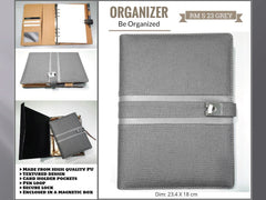 AMS-RM-S 23 - (Grey) PU Leather Organizer - Al Masam Stationery LLC