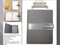 AMS-RM-S 10 - (Grey) PU Leather Organizer - Al Masam Stationery LLC