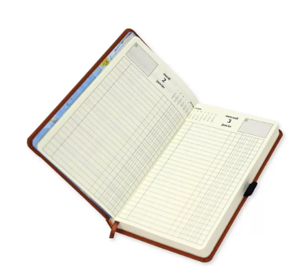 FIS French Diary 2024, PU 1 Side Padded, Round Corner, Brown - Al Masam Stationery LLC