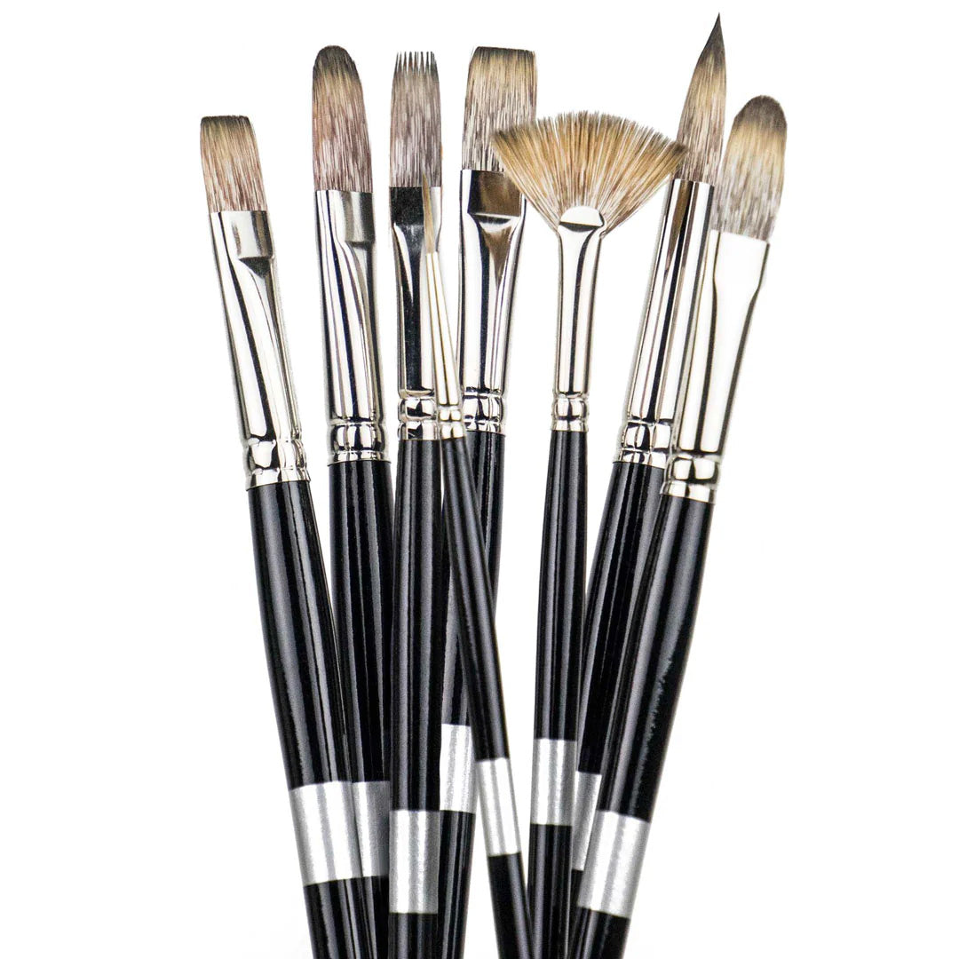 PANART MONGOOSE SYNTHETIC LH BRUSH SET R-14, FB-8,12,16 - Al Masam Stationery LLC