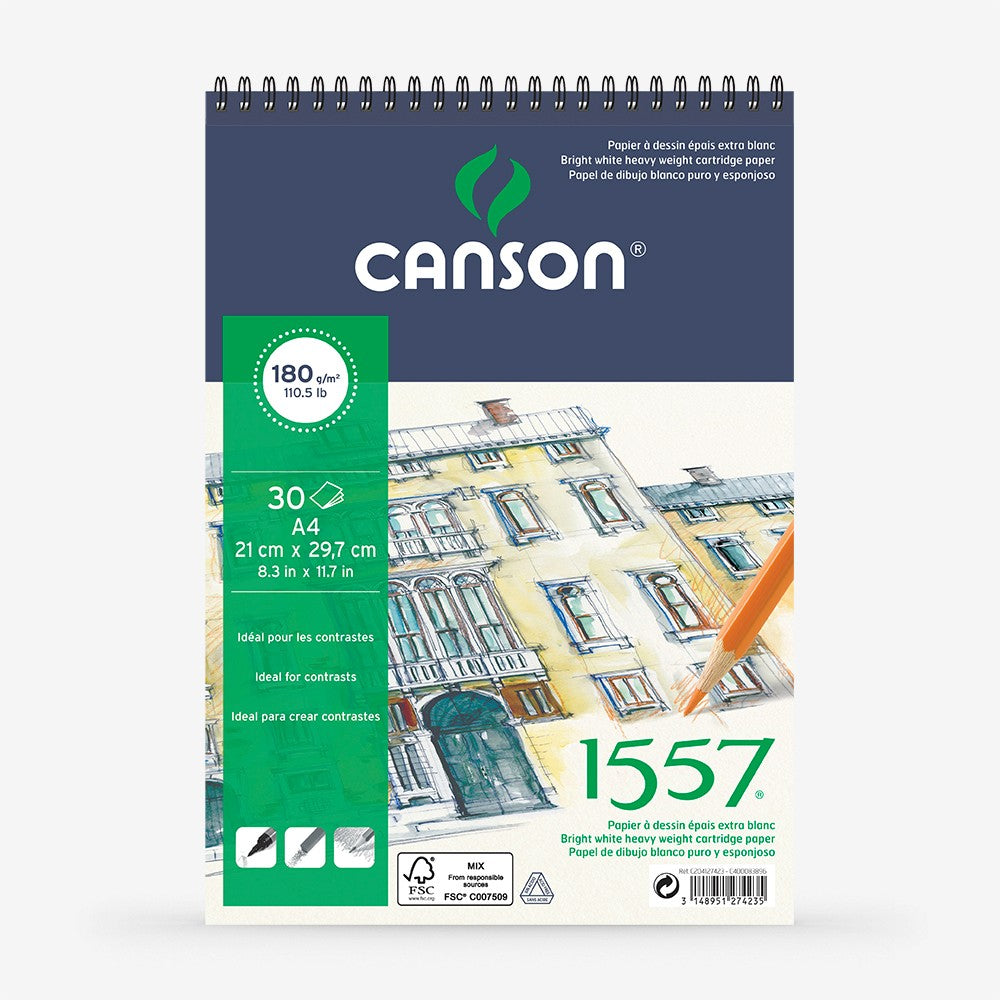 Canson 1557 Spiral Drawing Pad A4 180gsm 30 Sheets - Al Masam Stationery LLC Main image