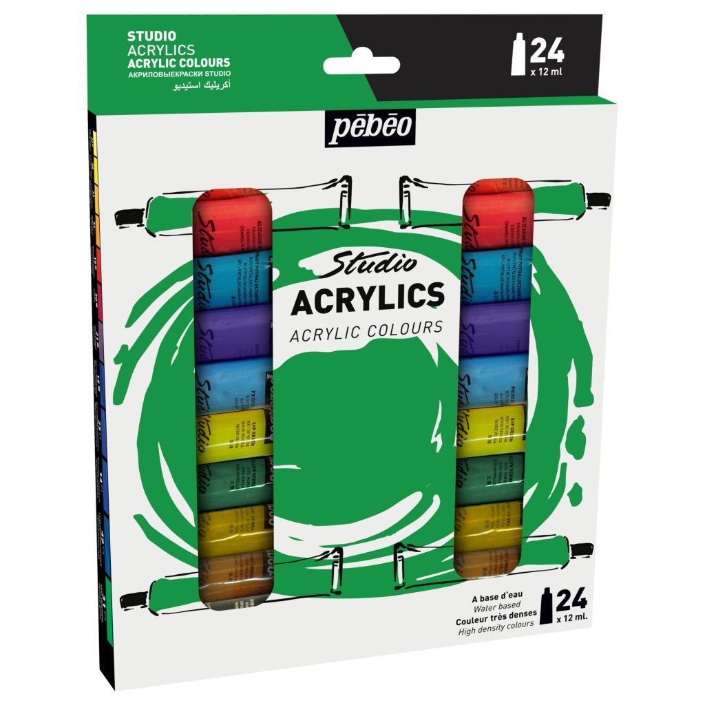 PEBEO STUDIO ACRYLIC HIGH VISCOSITY - BEGINNERS SET OF 24T12ML - Al Masam Stationery LLC Main image