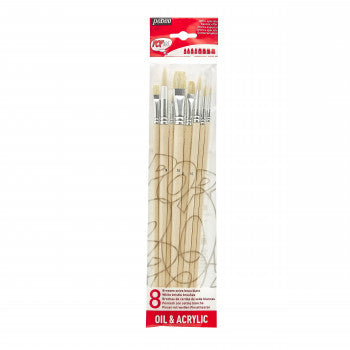 WALLET OF 8 LONG HANDLE BRUSHES WHITE BRISTLE - Al Masam Stationery LLC Main image