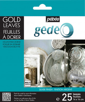 PEBEO GÉDÉO PACK OF 25 GILDING LEAVES SILVER FINISH - Al Masam Stationery LLC Main image