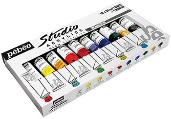 PEBEO STUDIO ACRYLICS SET 10 ASSORTED 20 ML TUBES WITH BRUSH - Al Masam Stationery LLC