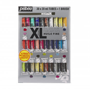 PEBEO XL FINE OIL SET 30 ASSORTED 20 ML TUBES WITH BRUSH - Al Masam Stationery LLC Main image