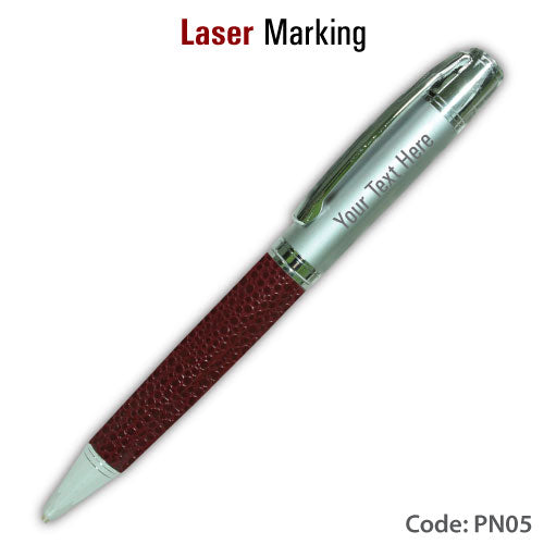 AMS-PN-05 - Metal pen (Leather type barrel) - Al Masam Stationery LLC