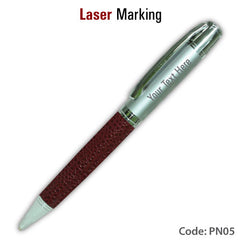 AMS-PN-05 - Metal pen (Leather type barrel) - Al Masam Stationery LLC