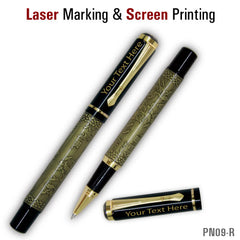 AMS-PN-09 - Promotional Metal Pen Black with Chinese Design - Al Masam Stationery LLC