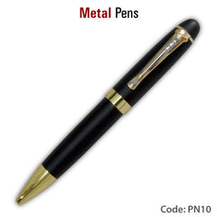 AMS-PN-10 - Black & Gold pen with silver trim on clip - Al Masam Stationery LLC