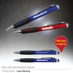 AMS-PN-41 - Metal pen with Stylus + ILLUMINATED LOGO OPTION - Al Masam Stationery LLC