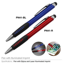 AMS-PN-41 - Metal pen with Stylus + ILLUMINATED LOGO OPTION - Al Masam Stationery LLC