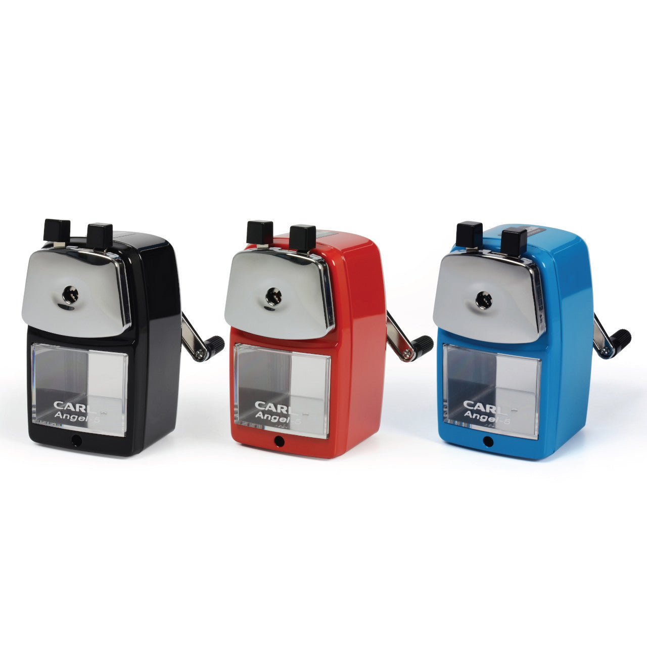 This Carl Pencil Sharpener Angel is designed with precision and durability in mind. With its ergonomic design and sharp blades, it can easily sharpen your pencils to a fine point. Perfect for professionals and students alike, this sharpener ensures a smooth and efficient writing experience.  5 Point Adjuster for different lead compositions. Ample volume tray Comes with a desk clamp Automatically draws pencil in and stops sharpening when tip is achieved