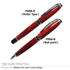 AMS-PN-08 - Metal Pen Maroon Color - Al Masam Stationery LLC