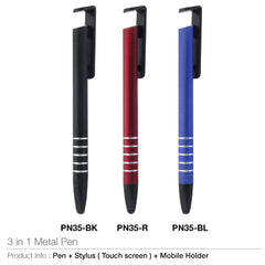 AMS-PN-35 - 3 in 1 Plastic pen (Pen + Mobile holder + Touch) - Al Masam Stationery LLC